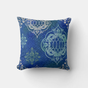 BOHO Bohemian Marokkanische Fliesen Wasserfarbe Bl Kissen