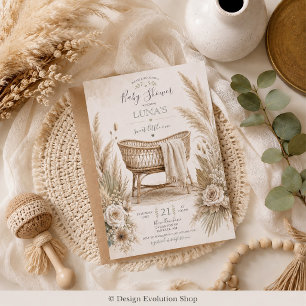 Boho-Bohemian-Pampas-Baby-Shower-Einladung Einladung