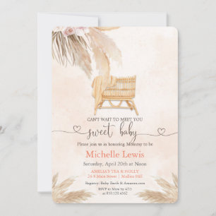 Boho Bohemian Pampas Baby shower Invitation