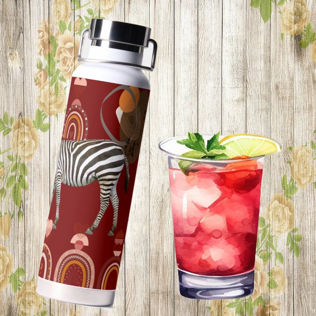 Boho Bohemisch Animals Rainbows Moderne Kunst Zebr Trinkflasche (Boho Bohemian Animals Rainbows Modern Art Zebras Water Bottle)