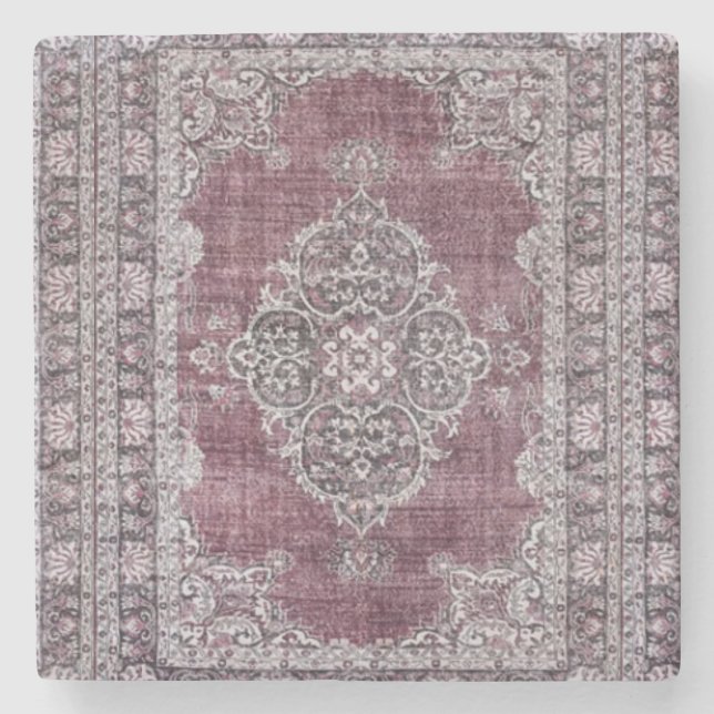 BOHO BOHEMISCH ART DRUCKEN IN BURGUNDY WEIN STEINUNTERSETZER (Vorderseite)