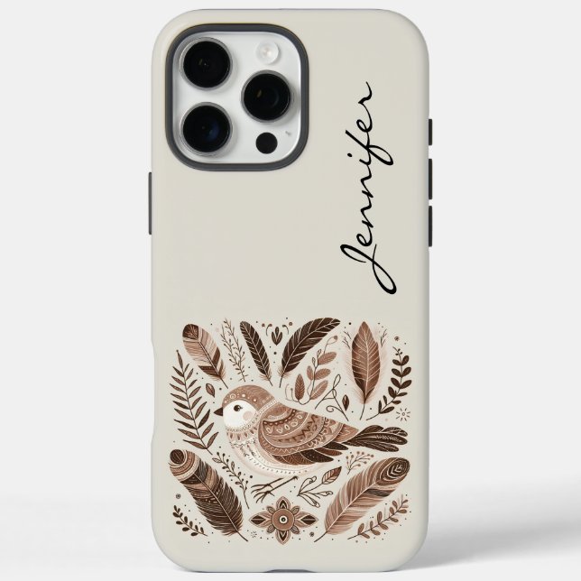 Boho Bohemisch Bird Feather iPhone / iPad Gehäuse 16 Pro Max Hülle (Rückseite)