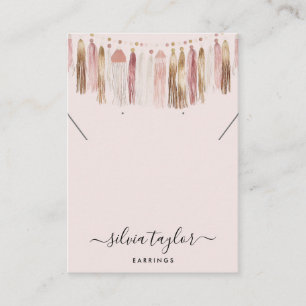 Boho Bohemisch Blush Pink Earring Necklace Display Visitenkarte