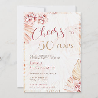 Boho Bohemisch Cheers 50 Years Ladys 50. Geburtsta Einladung