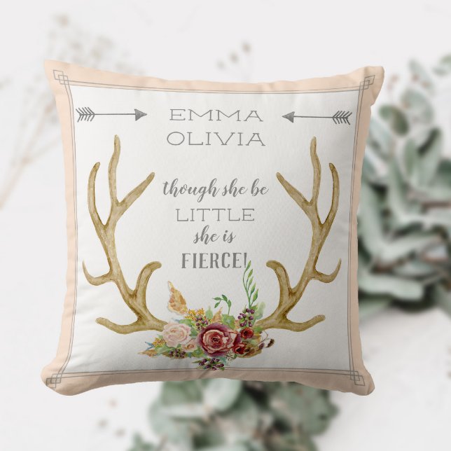 BOHO Bohemisch Deer Antler Floral Baby Birth Stat Kissen (Von Creator hochgeladen)