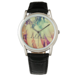 Boho Bohemisch Dreamcatcher Feathers Retro Atember Armbanduhr