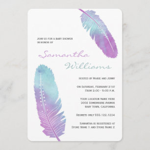 Boho Bohemisch Feather Lila Baby Dusche Einladung