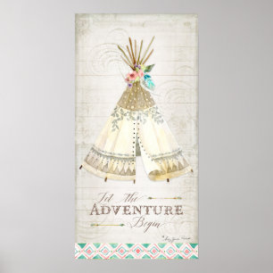 Boho Bohemisch Ließ das Adventure Begin Teepee Woo Poster