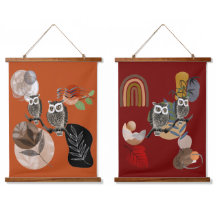 Boho Bohemisch moderne Kunst Owls Natureismauer