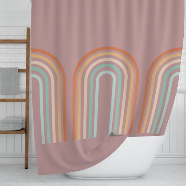 Boho Bohemisch Pastel Rainbow Mauve Hintergrund Duschvorhang (Von Creator hochgeladen)