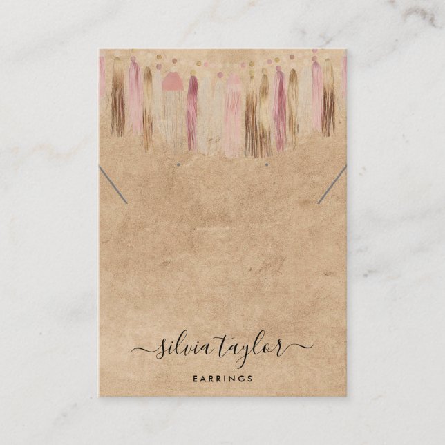 Boho Bohemische Kunsthandwerkspapiere mit Nekklass Visitenkarte (Vorderseite)