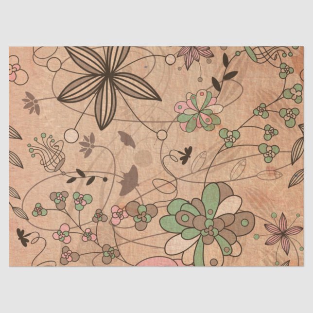 Boho Bohemische Retro bunte BlumenBlumen Seidenpapier (Vorderseite)