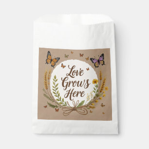 Boho, Bohemische Wildblumen, Schmetterlinge, Weize Geschenktütchen