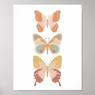 Boho Bold Butterfly Butterflies Girl Kinderzimmer  Poster