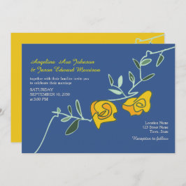 Boho Bold Floral Yellow Blue Wedding Einladung