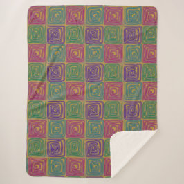 Boho Bold Spiral Squares Sherpa Blanket Sherpadecke