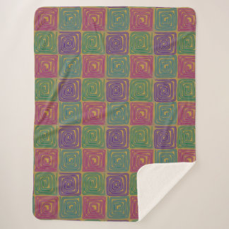 Boho Bold Spiral Squares Sherpa Blanket Sherpadecke