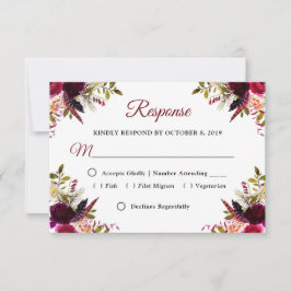 Boho bordo bohemian Aquarell RSVP Karte