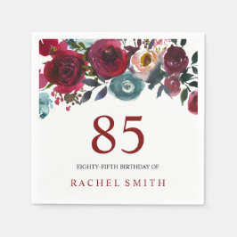 Boho Bordo Burgundy Red Blume 85. Geburtstag Serviette