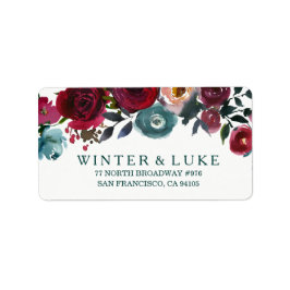 Boho Bordo Burgundy Red Blume Wedding Address Adressaufkleber