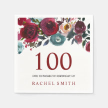 Boho Bordo Burgundy Rote Blume 100. Geburtstag