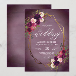 Boho bordo geometrische Hochzeitseinladung Einladung