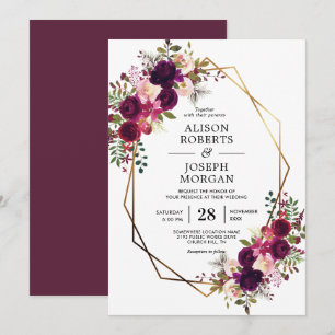 Boho bordo geometrische Hochzeitseinladung Einladung