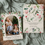 Boho Botanical Arch Happy Holidays 1 Foto Feiertagskarte<br><div class="desc">Diese Kollektion besticht durch Aquarellblumen,  Beeren und Wintergrün mit moderner und eleganter Typografie,  mit einem botanischen Wintermuster zurück.</div>
