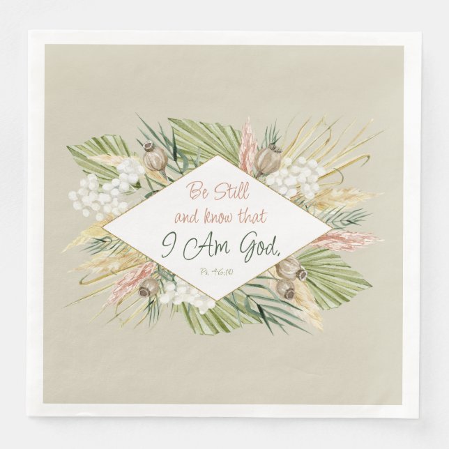 Boho Botanical 'Be Still & Know' Bibel Verse Serviette (Vorderseite)