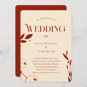 Boho Botanical Beige Wedding Einladung