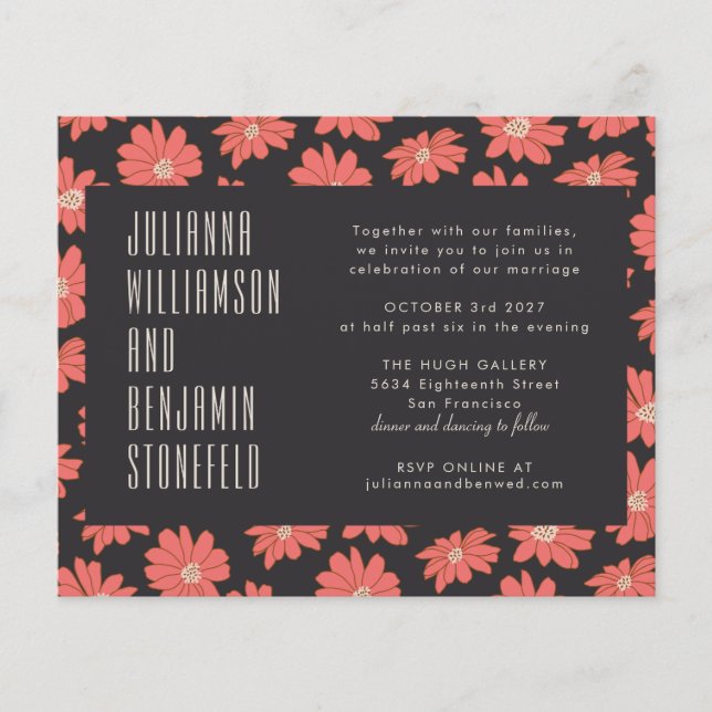 Boho Botanical Black Red Floral Wedding (Vorderseite)