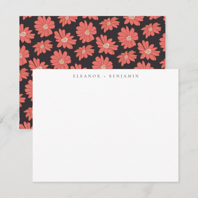 Boho Botanical Black Red Personalisiert Stationery Mitteilungskarte (Vorne/Hinten)