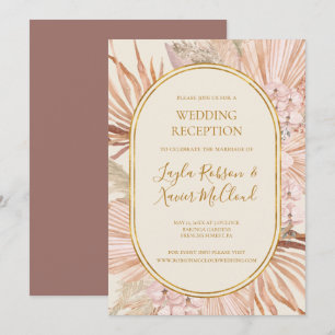 Boho Botanical   Dusty Rose Hochzeitsempfang Einladung