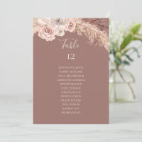 Boho Botanical Dusty Rose Tischnummer Chart