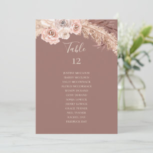 Boho Botanical Dusty Rose Tischnummer Chart