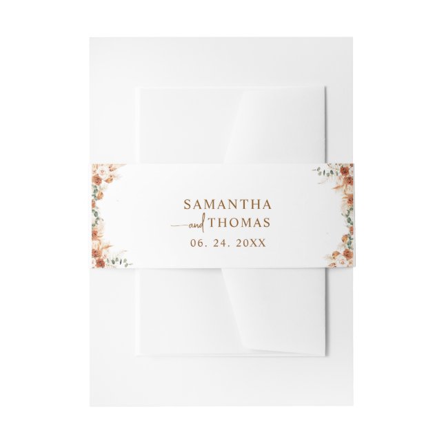 Boho Botanical Elegance Wedding Einladungsbanderole (Vorderseite Beispiel)