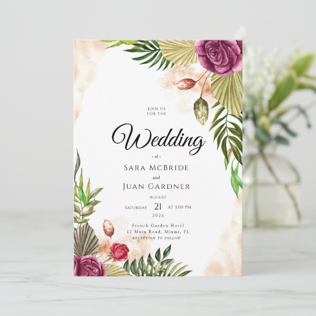 Boho Botanical Elegance Wedding Invitation (Debout devant)
