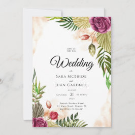 Boho Botanical Elegance Wedding Invitation Einladung