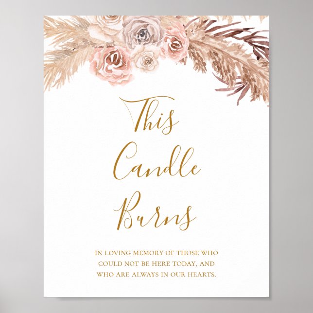 Boho Botanical | Elfenbein Diese Kerze Burns Hochz Poster (Vorne)
