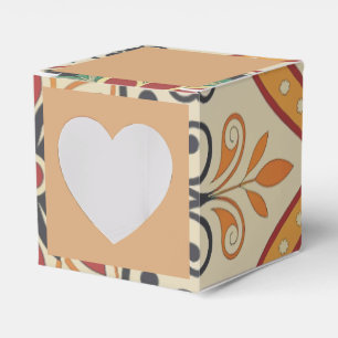 Boho Botanical Favor Box mit Herzfenster Geschenkschachtel