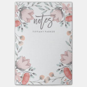 Boho Botanical Floral Notes Post-it Klebezettel