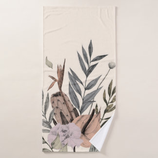 Boho Botanical Garden Posters - Neutral Badehandtuch