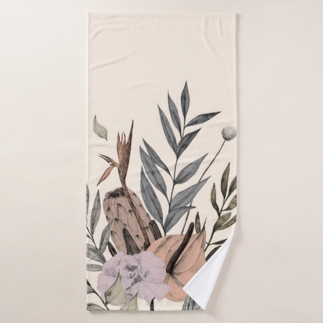 Boho Botanical Garden Posters - Neutral Badehandtuch (Badehandtuch)