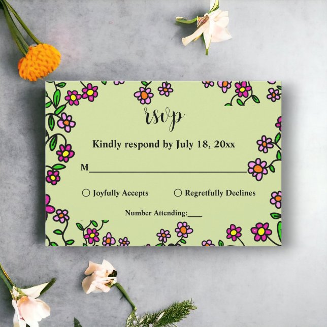 Boho Botanical Garden Rose Frühlingsblütenhochzeit RSVP Karte (Von Creator hochgeladen)