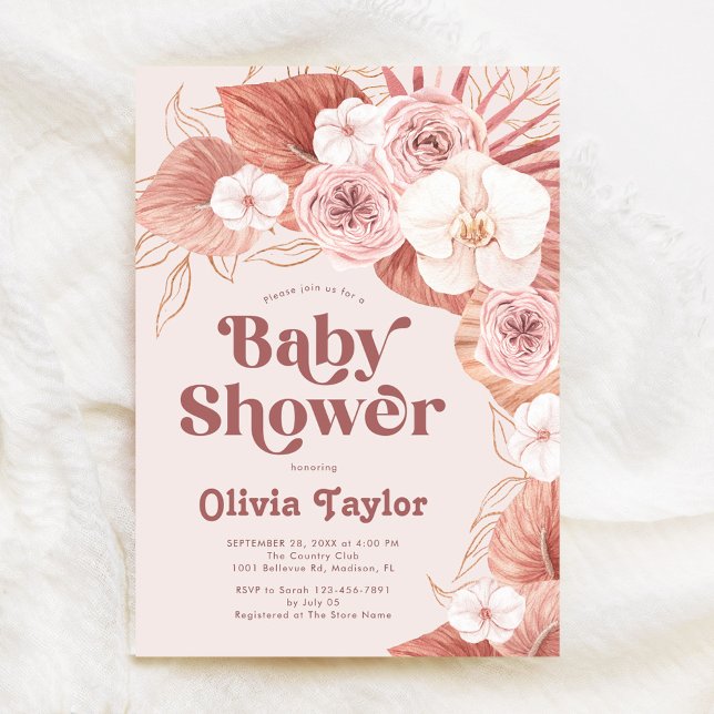 Boho Botanical Girl Baby Shower Einladung (Von Creator hochgeladen)