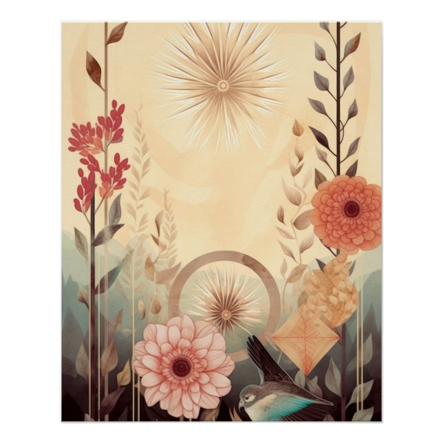 Boho Botanical Glow Poster (Vorderseite)