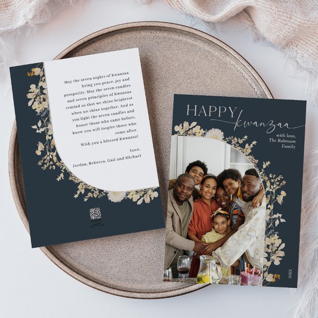 Boho Botanical Happy Kwanzaa Foto Feiertagskarte (Von Creator hochgeladen)