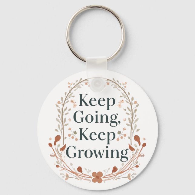 Boho Botanical "Keep Growing" Motivational Graphic Schlüsselanhänger (Vorderseite)