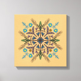 Boho Botanical Mandala Tropische Vegetation Orange Leinwanddruck