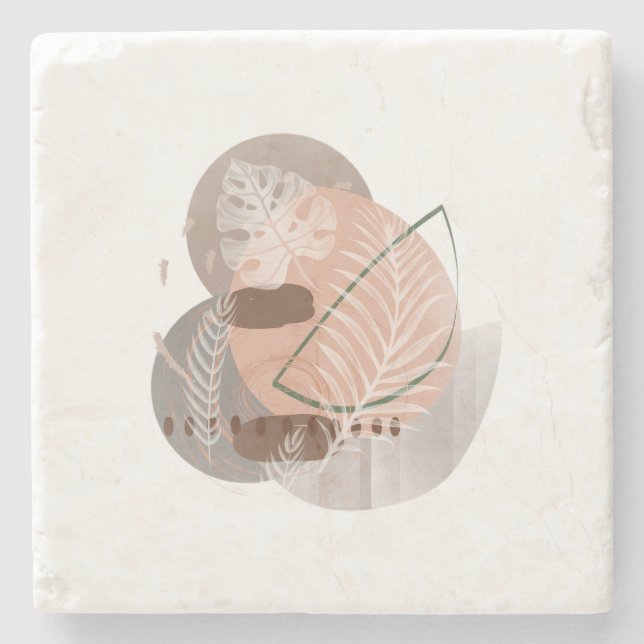 Boho Botanical Mid Century Neutral Home Decor Steinuntersetzer (Vorderseite)